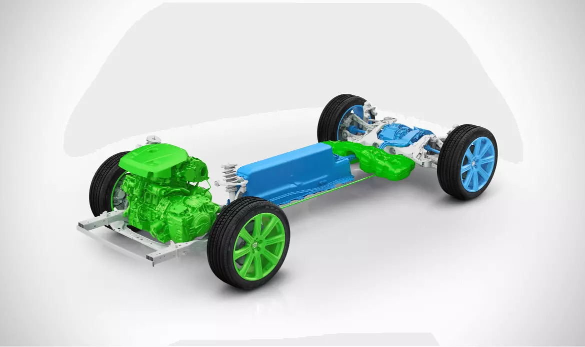 Схема гибридного привода Volvo Twin Engine